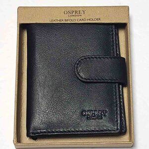Osprey London Bifold Card Holder Wallet Black Leather Men's